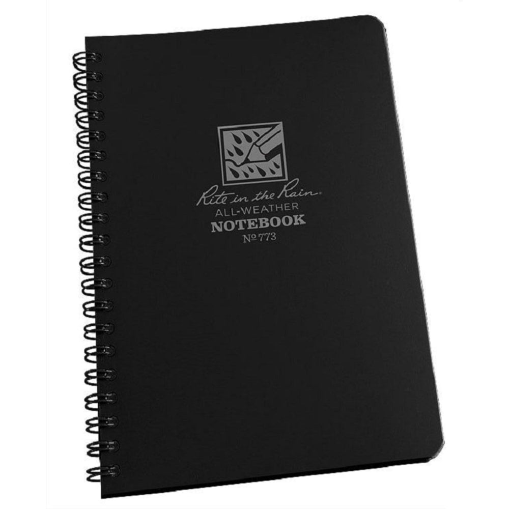 Rite in the Rain All-Weather Spiral Notebooks, Side, 4-5/8in x 7in, 64 Pages (32 Sheets), Black, Pack Of 6 Notebooks