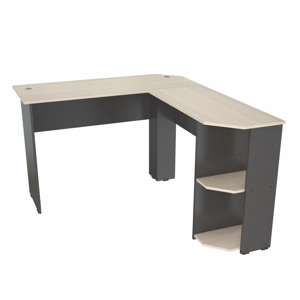 Inval Merlin 48inW L-Shaped Corner Desk, Dark Gray/Maple