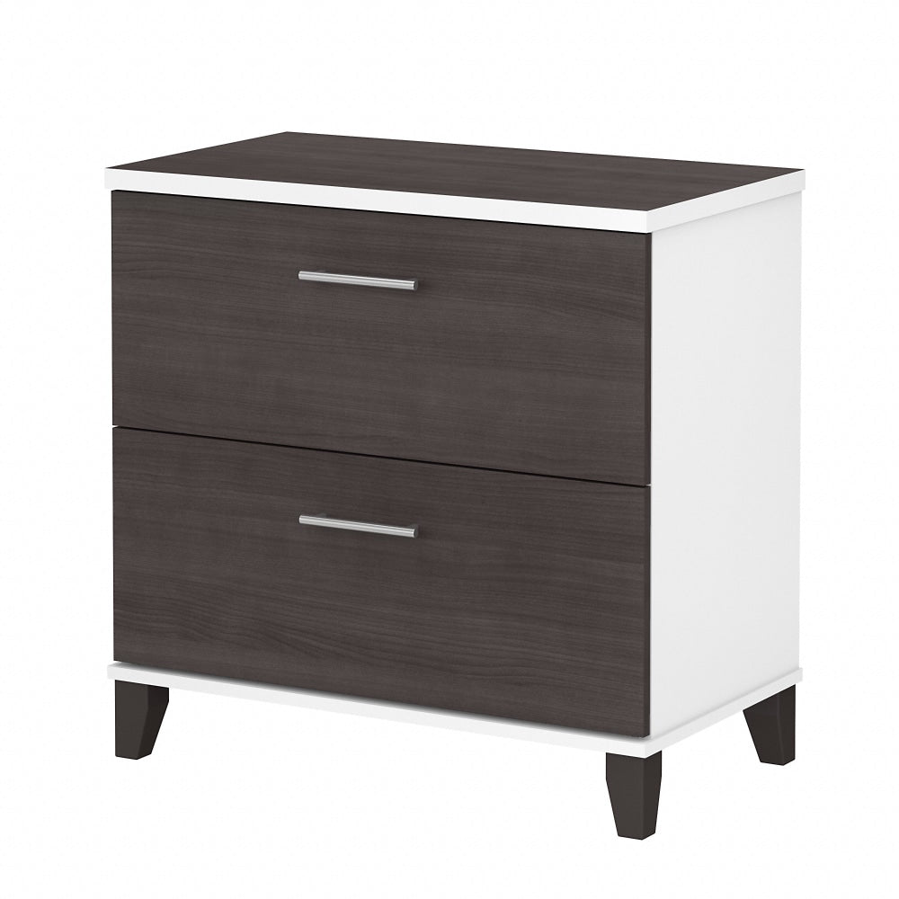 Bush Furniture Somerset 29-3/4inW x 16-3/4inD Lateral 2-Drawer File Cabinet, Storm Gray/White, Standard Delivery