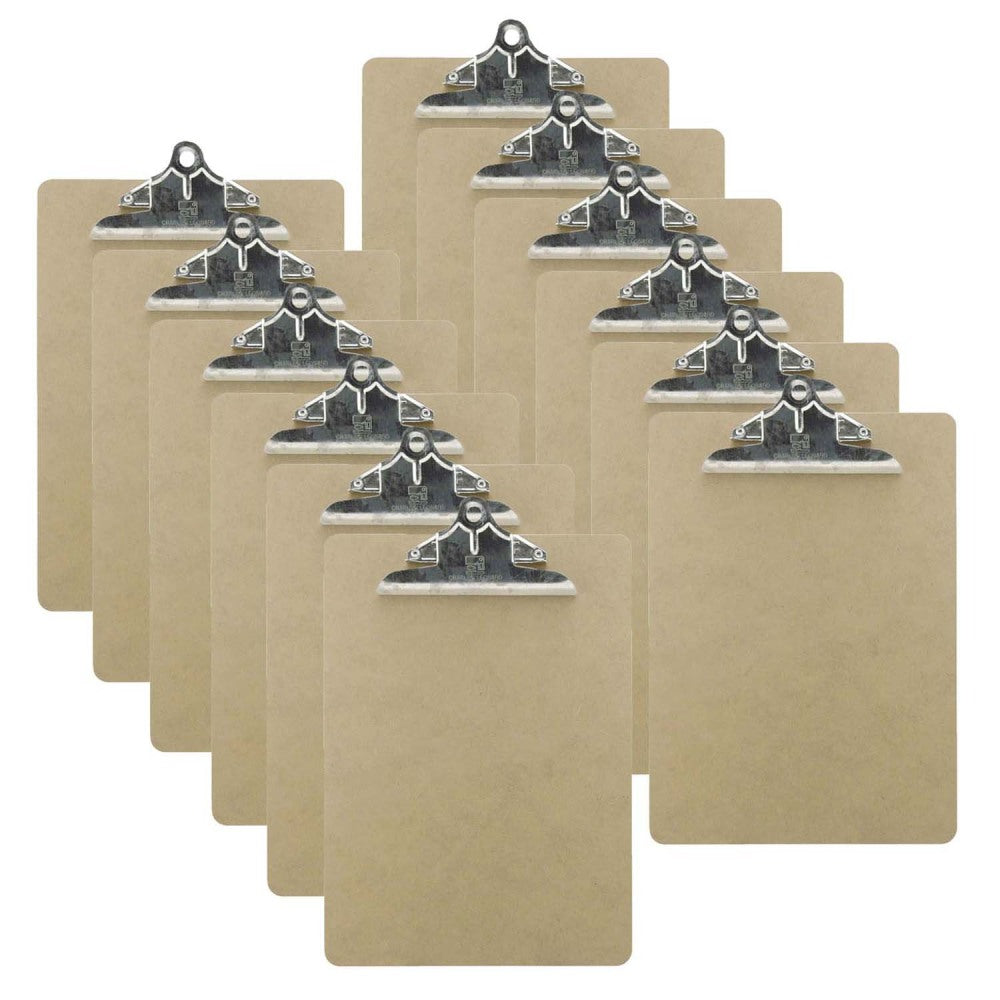 Charles Leonard Masonite Clipboards, 8 1/2in x 11in, Brown, Pack Of 12