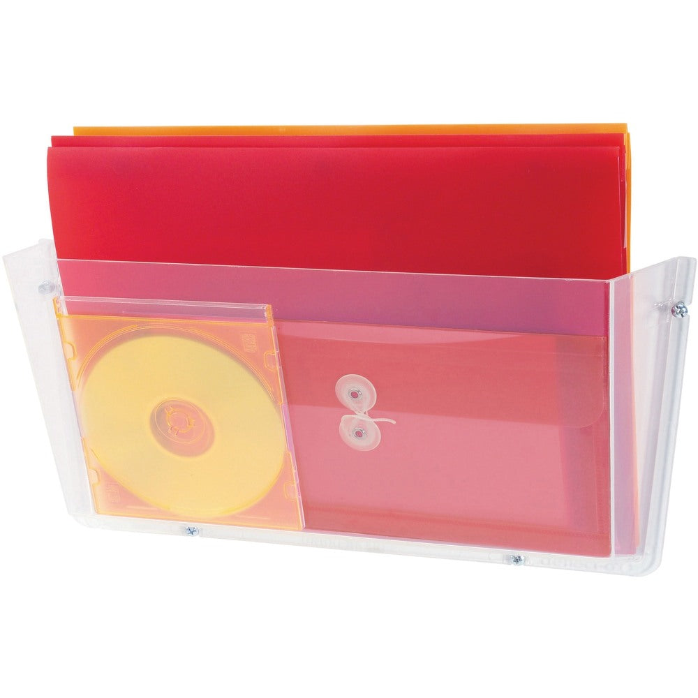 Deflecto Unbreakable Plastic Wall Pockets - 1 Compartment(s) - 6.5in Height x 17.5in Width x 3in Depth - Wall Mountable - Clear - Plastic - 1Each