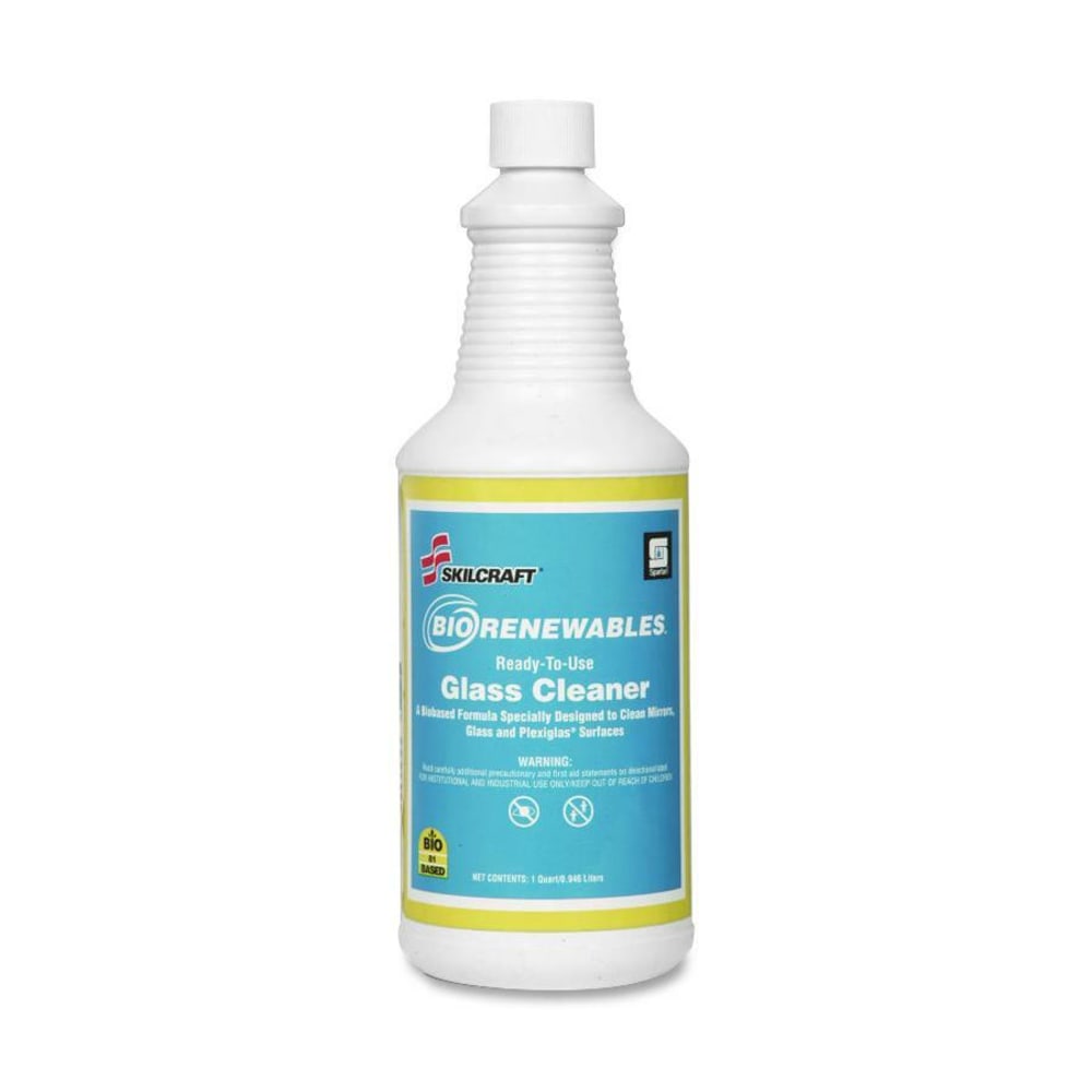 SKILCRAFT Spartan BioRenewables Glass Cleaner, 32 Oz Bottle, Case Of 12 (AbilityOne 7930-01-555-2898)