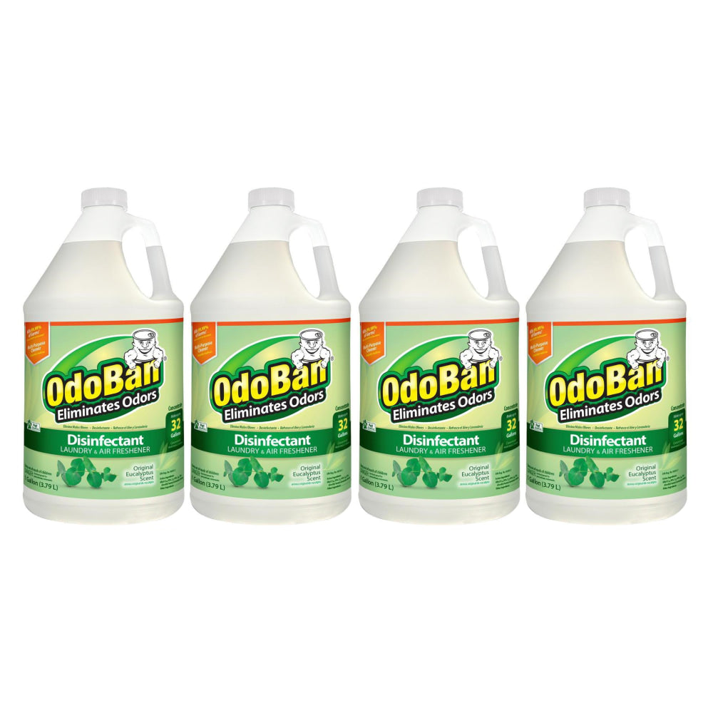 OdoBan Odor Eliminator Disinfectant Concentrate, Original Eucalyptus Scent, 128 Oz Bottle, Case Of 4