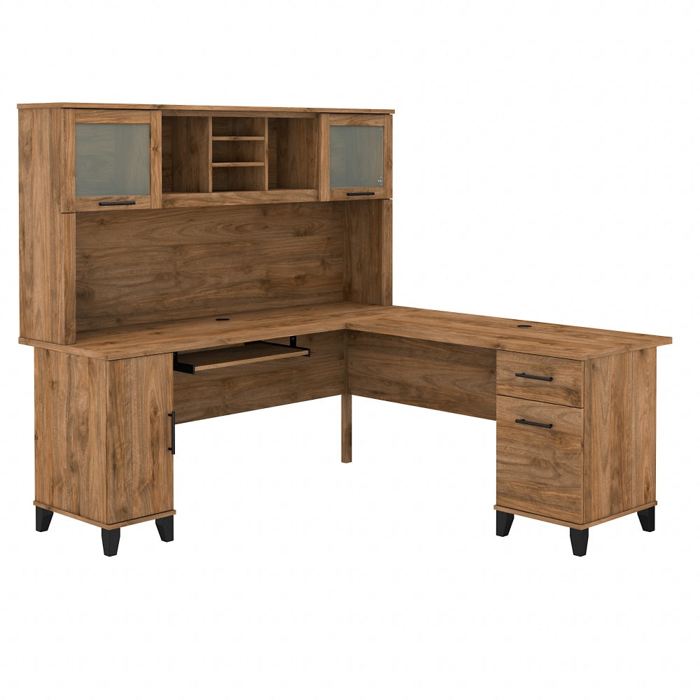 Bush Furniture Somerset 72inW L-Shaped Desk With Hutch, Fresh Walnut, Standard Delivery