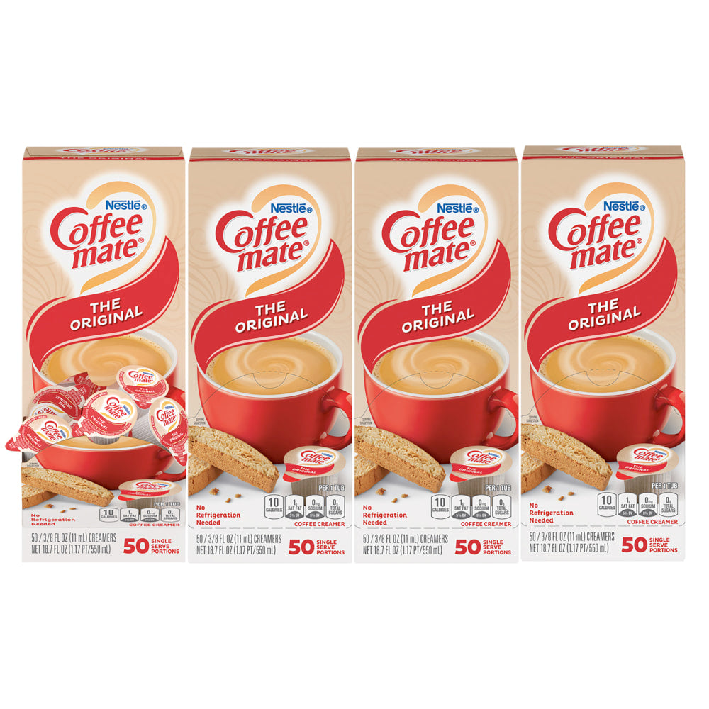 Nestle Coffee-mate Single Serve Liquid Creamer, Original Flavor, 0.38 Oz, Carton Of 200