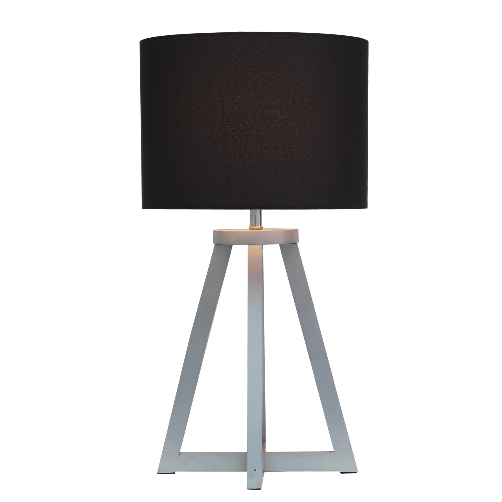 Simple Designs Interlocked Triangular Table Lamp, 19-1/8inH, Black Shade/Gray Base