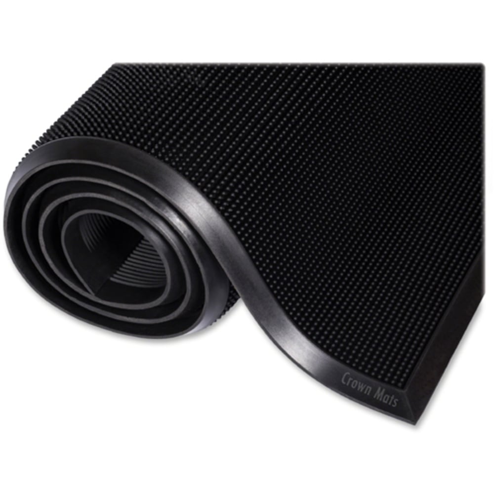 Crown Mats Mat-A-Dor Rubber Fingertip Scraper Mat - Entryway, Floor, Home, Office, Indoor, Outdoor - 72in Length x 36in Width x 0.63in Thickness - Rectangle - Rubber - Black