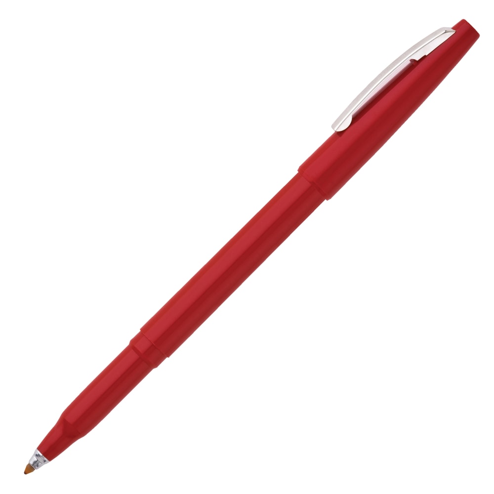 Pentel Rolling Writer Pens, Medium Point, 0.8 mm, Red Barrel, Red Ink, Pack Of 12 Pens