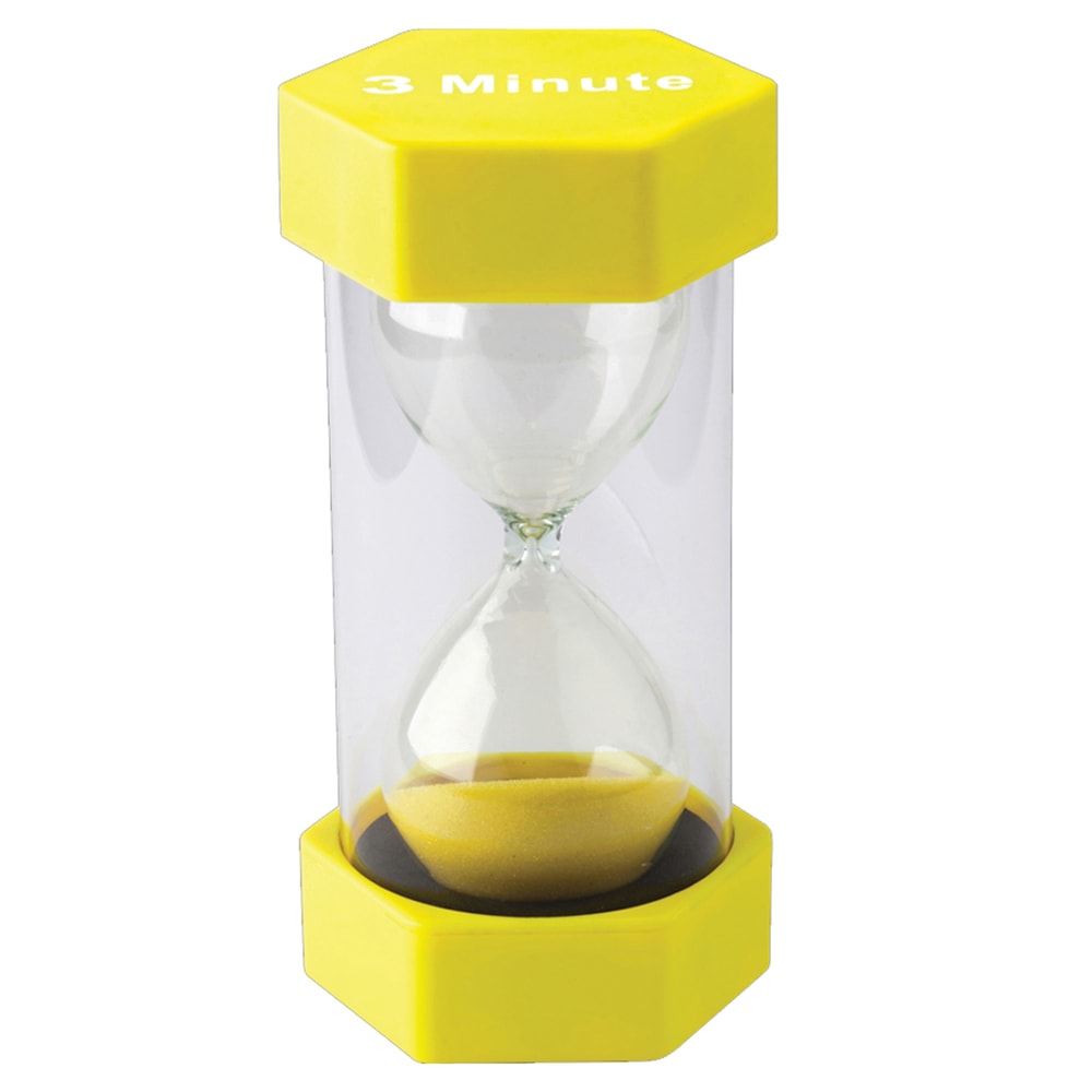 Teacher Created Resources 3-Minute Sand Timer, 6-3/8in x 3-1/4in, Yellow