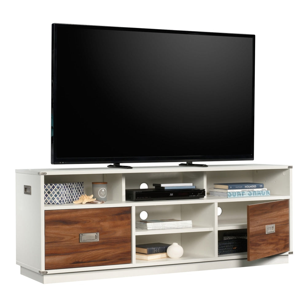 Sauder Vista Key Entertainment Credenza For 60in TVs, Pearl Oak/Blaze Acacia