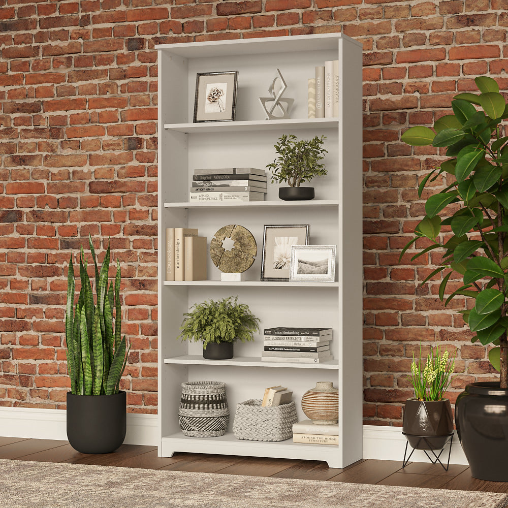 Bush Business Furniture Cabot 67inH 5-Shelf Bookcase, White, Standard Delivery