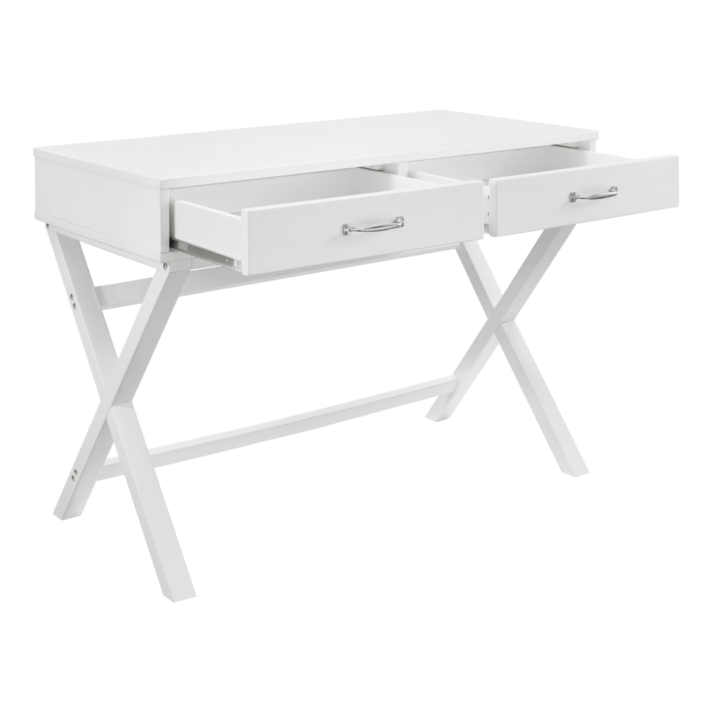 Linon Frances 42inW Home Office Computer Desk With Drawers, White