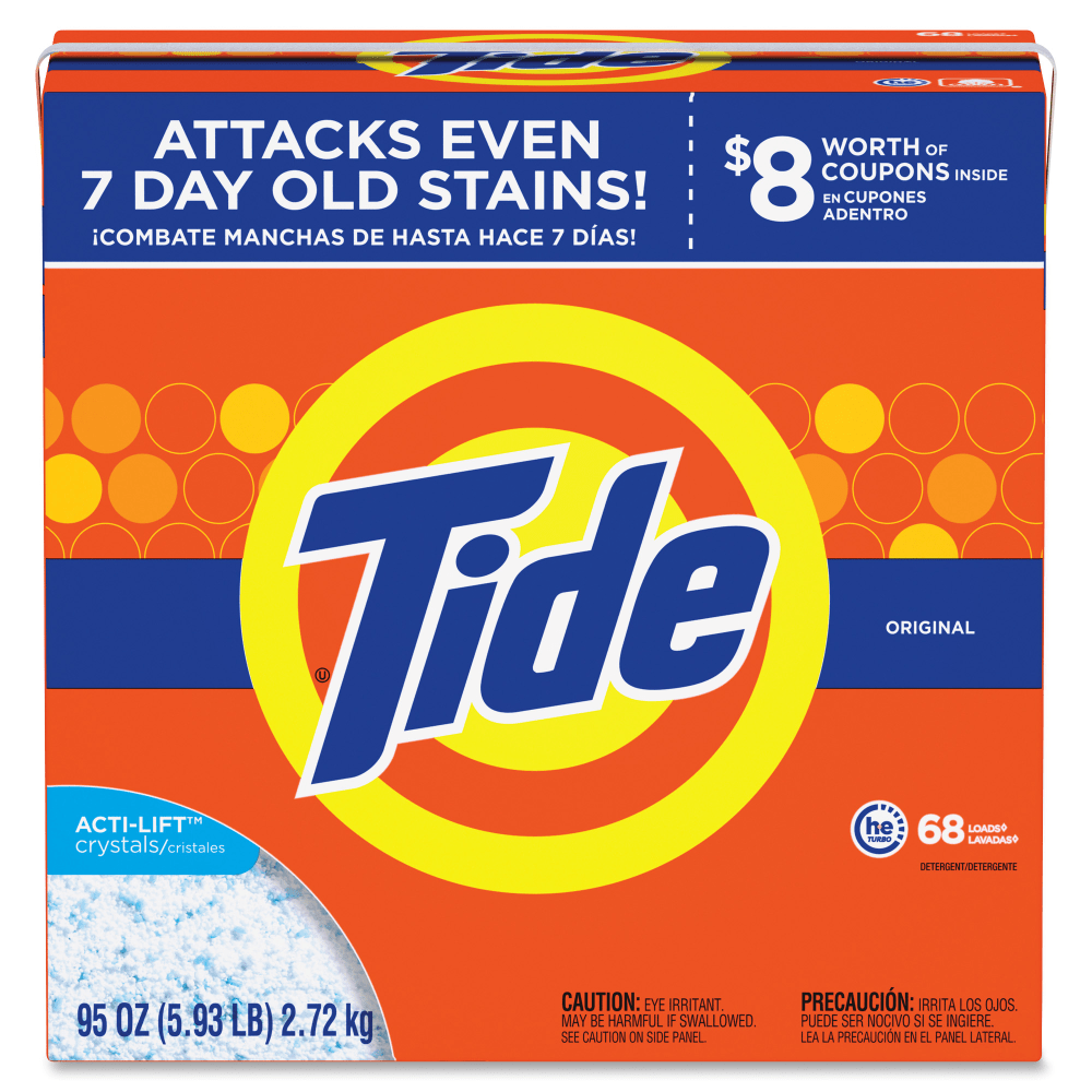 Tide Powder Laundry Detergent - For Clothing, Laundry - Concentrate - 95 oz (5.94 lb) - Original Scent - 3 / Carton - Orange