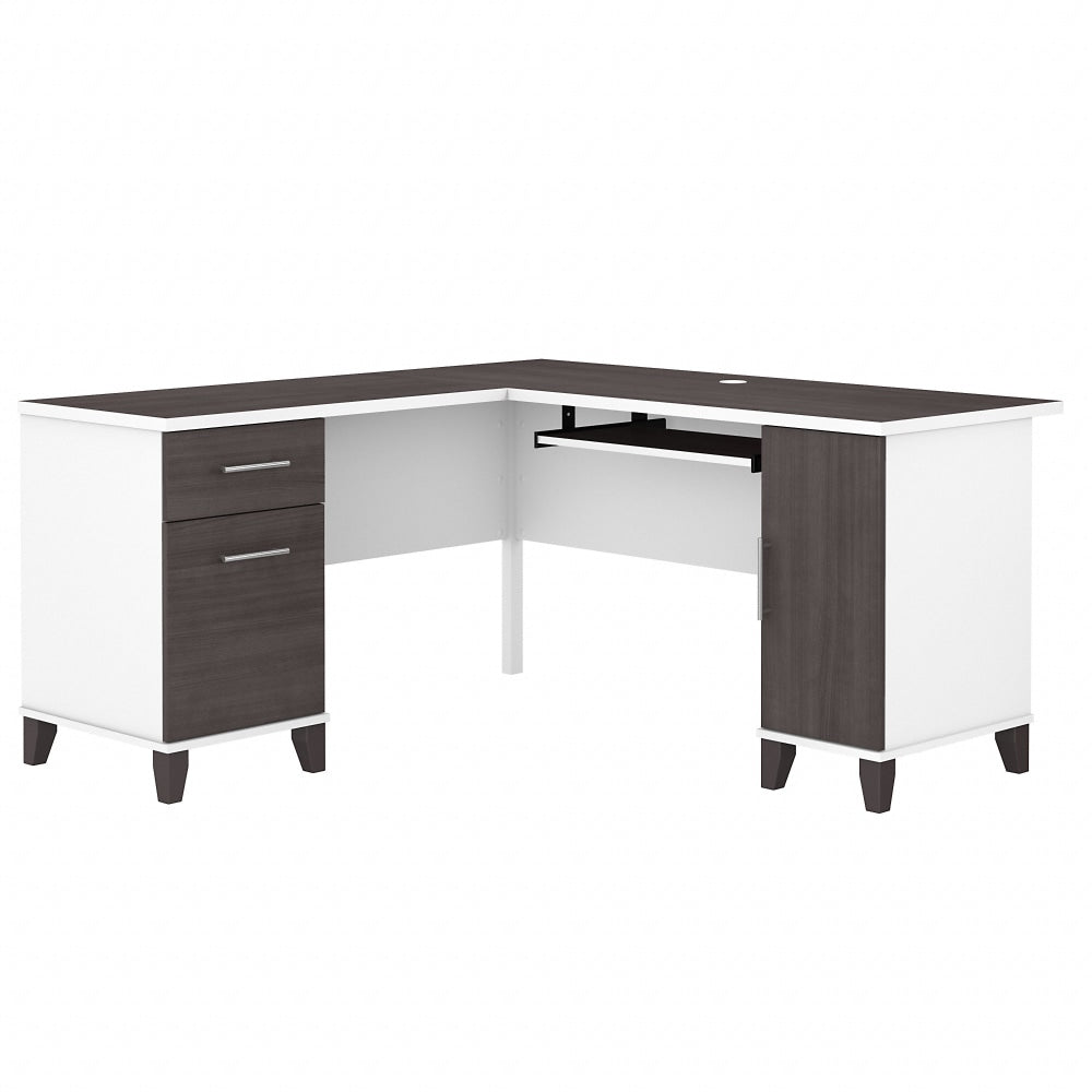 Bush Business Furniture Somerset 60inW L-Shaped Corner Desk With Storage, Storm Gray/White, Standard Delivery