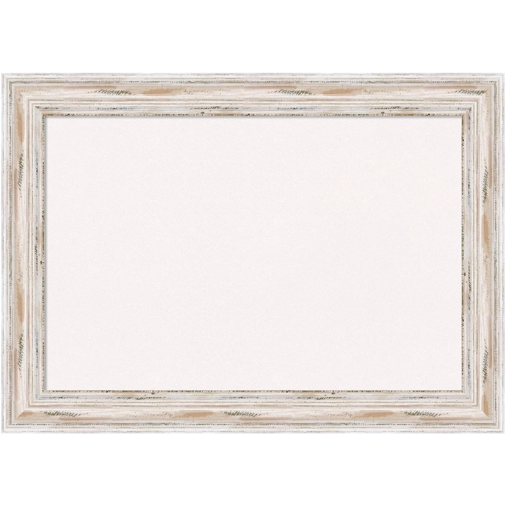 Amanti Art Cork Bulletin Board, 21in x 15in, White, Alexandria Whitewash Narrow Wood Frame