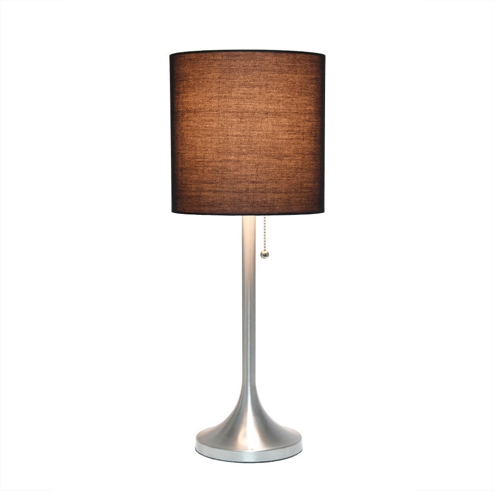 Simple Designs Tapered Table Lamp, 21inH, Black Shade/Brushed Nickel Base