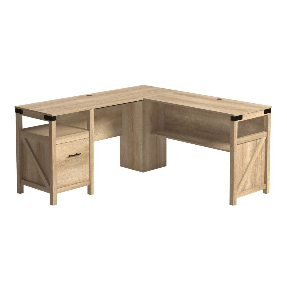 Sauder Bridge Acre 60inW L-Shaped Computer Desk, Orchard Oak