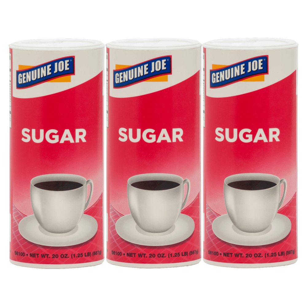 Genuine Joe Pure Sugar Canisters, 20 Oz., Pack Of 3