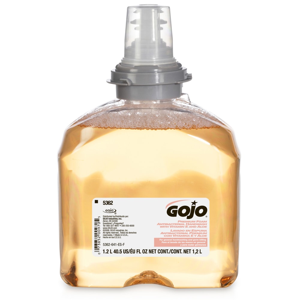 GOJO TFX Touch-Free Antibacterial Foam Hand Soap, Orange Scent, 40.5 Oz, Carton Of 2 Bottles