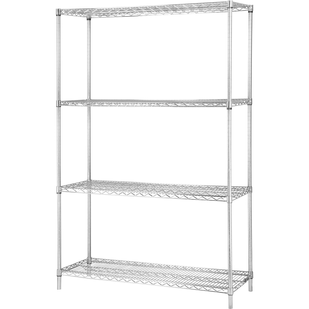 Lorell Industrial Chrome Wire Shelving Starter Kit, 48in W x 18inD, Steel/Chrome