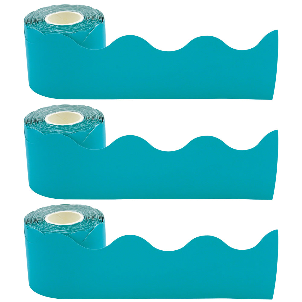 Teacher Created Resources Scalloped Border Trim, Teal, 50ft Per Roll, Pack Of 3 Rolls