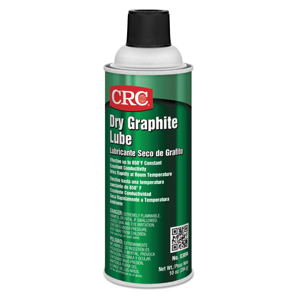 CRC Dry Graphite Lube, 10 Oz Aerosol Can, Black, Pack Of 12 Cans