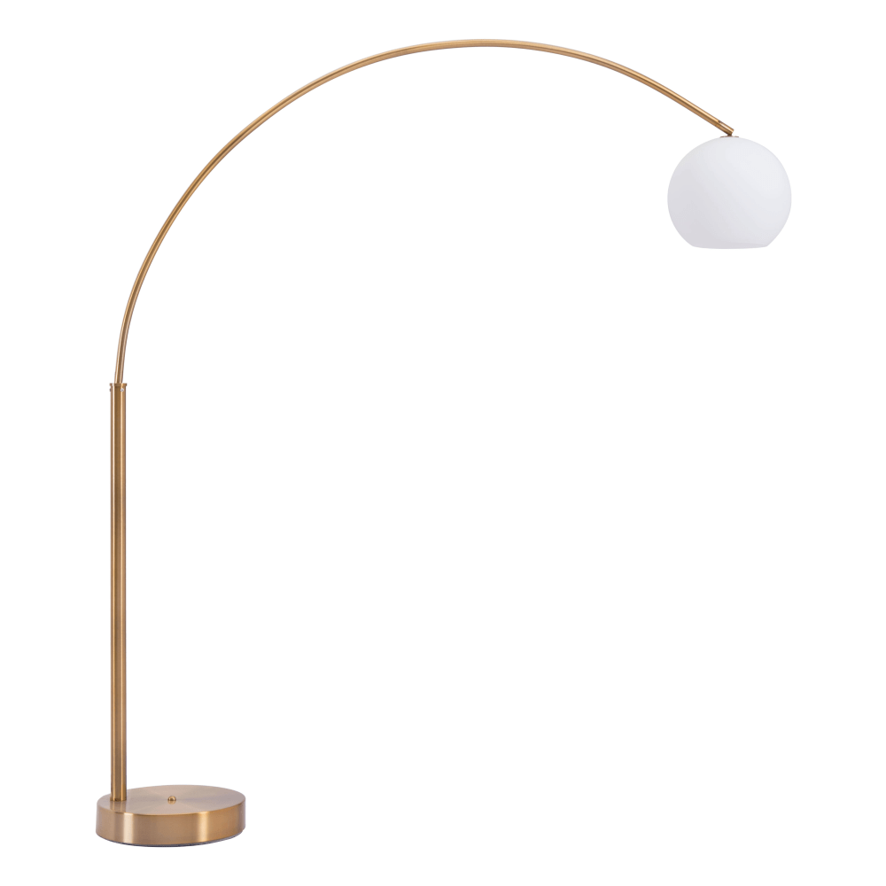 Zuo Modern Griffith Floor Lamp, 75 3/16inH, Brushed Brass Shade/Brushed Brass Base