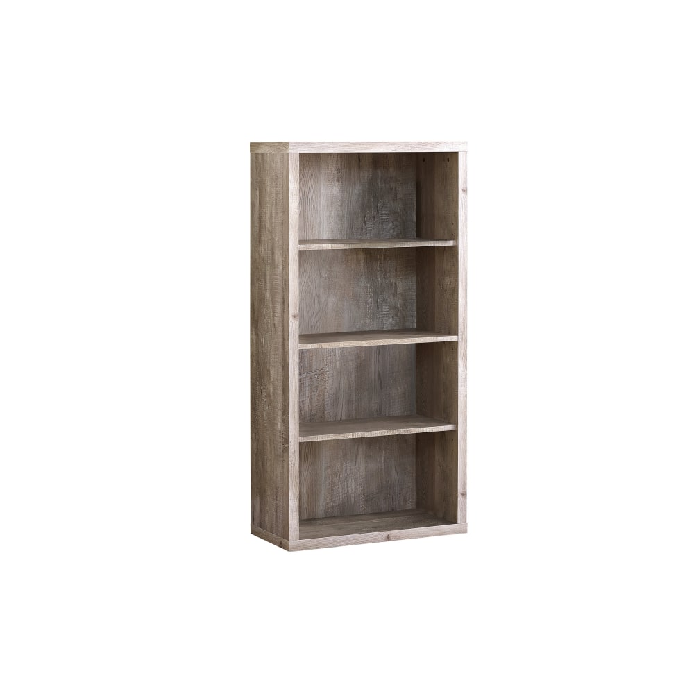 Monarch Specialties 48inH 4-Shelf Adjustable Bookcase, Taupe Woodgrain