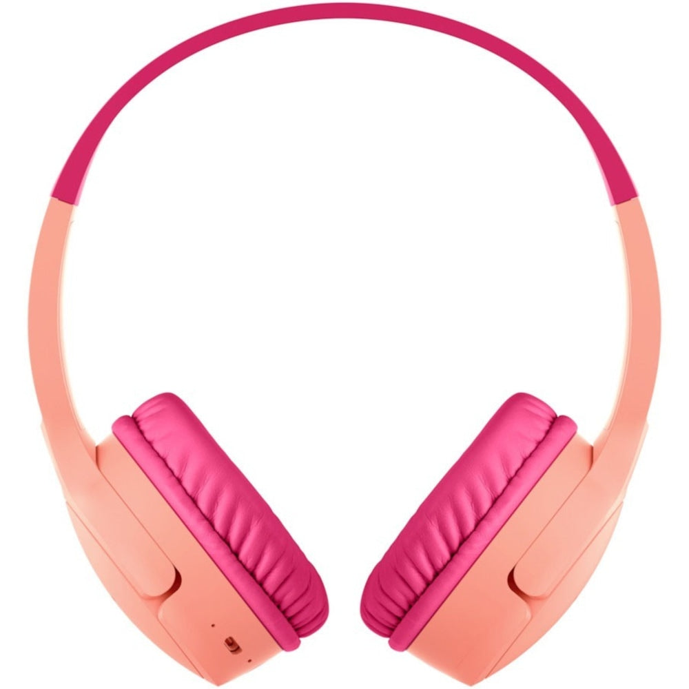 Belkin SoundForm Mini Wireless On-Ear Headphones for Kids - Stereo - Mini-phone (3.5mm) - Wired/Wireless - Bluetooth - 30 ft - On-ear, Over-the-head, Over-the-ear - Binaural - Ear-cup - 4 ft Cable - Pink