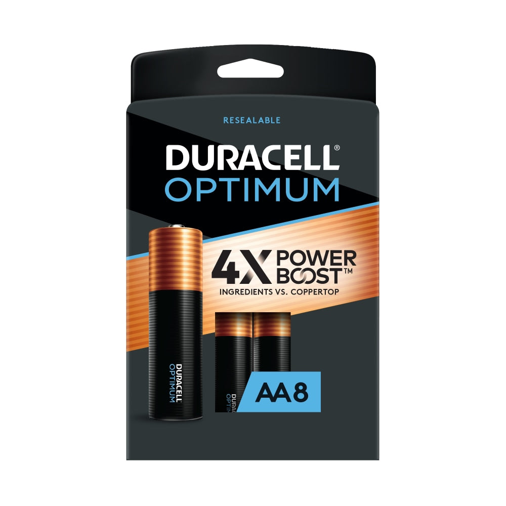 Duracell Optimum AA Alkaline Batteries, Pack Of 8