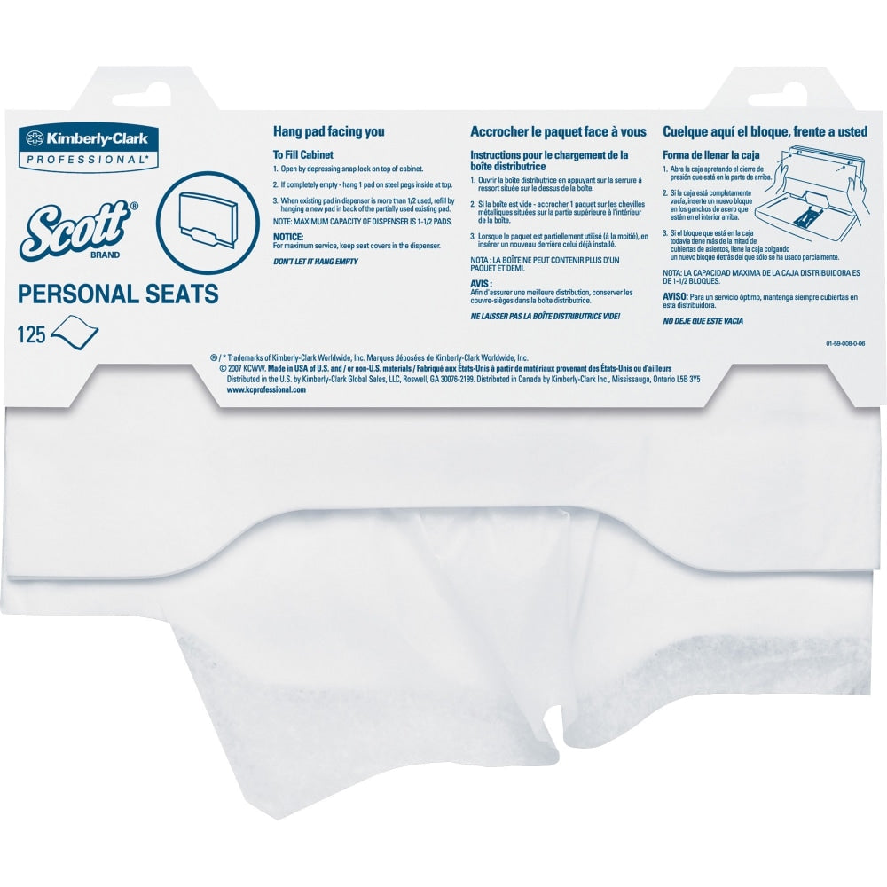 Scott Personal Toilet Seat Covers, 15in x 18in, White, Pack Of 125