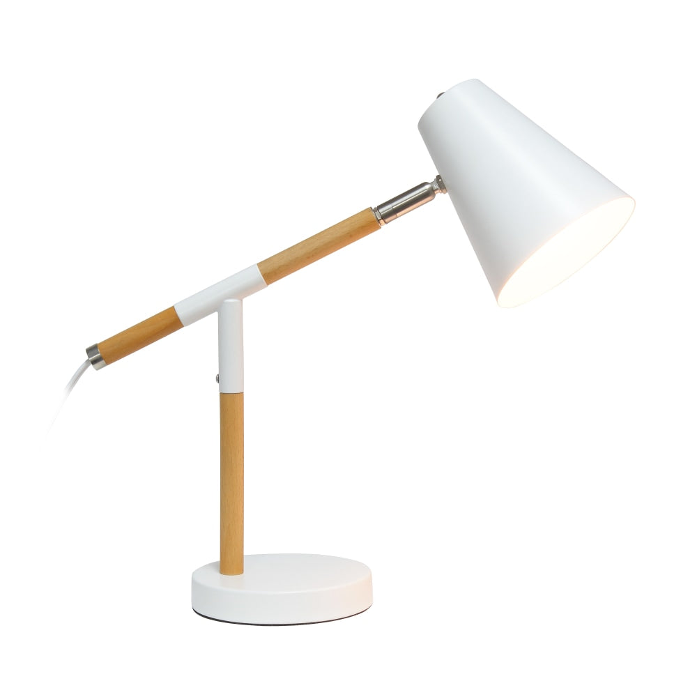 Simple Designs Black Matte and Wooden Pivot Desk Lamp