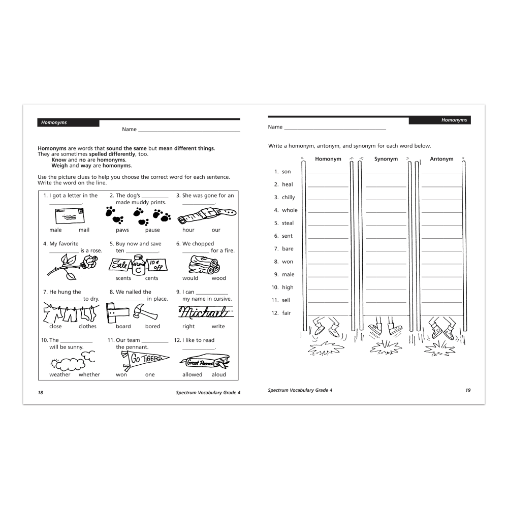 Spectrum Vocabulary Workbook, Grade 4