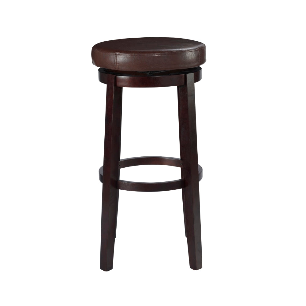 Linon Alice Backless Faux Leather Swivel Bar Stool, Brown