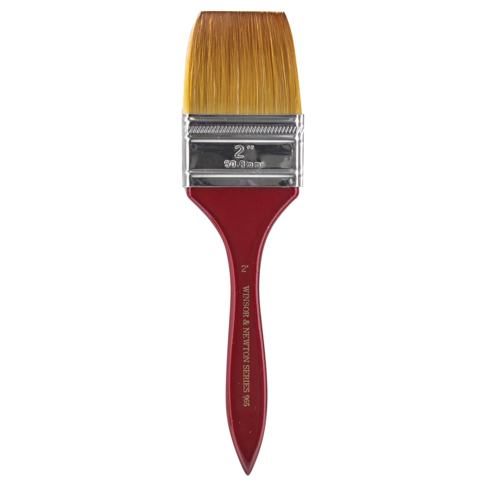 Winsor & Newton Series 965 Paint Brush, 2in, Flat Bristle, Nylon, Copper