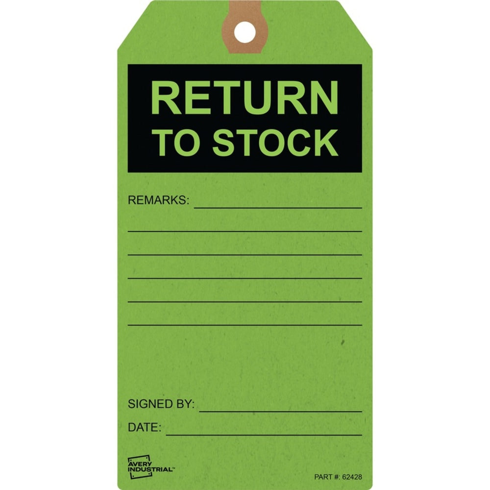 Avery RETURN TO STOCK Preprinted Inventory Tags - 5.75in Length x 3in Width - 25 / Pack - Card Stock - Green