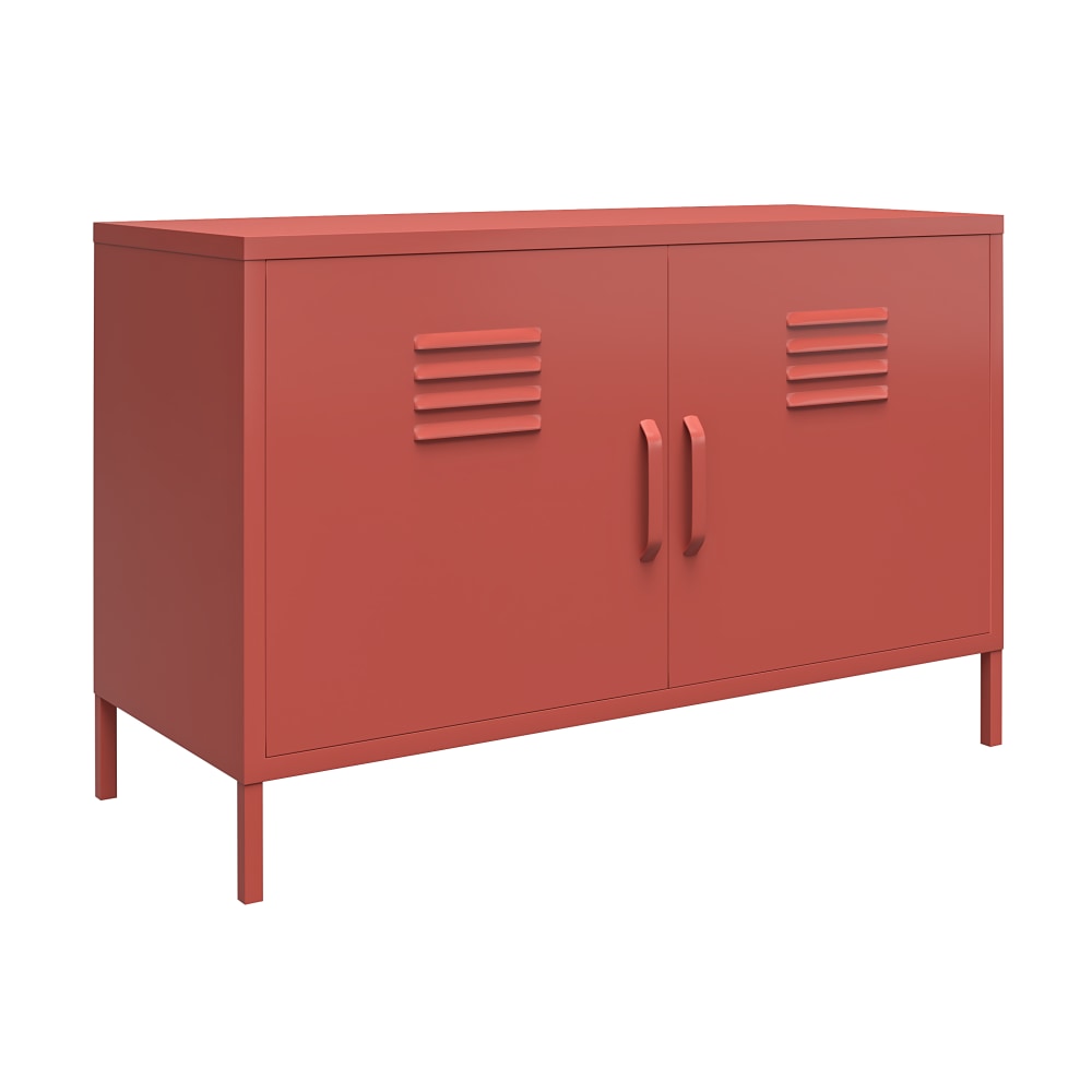 Ameriwood Home Mission District 2-Door Metal Locker Accent Cabinet, 25-1/4inH x 39-3/8inW x 15-3/4inD, Terracotta