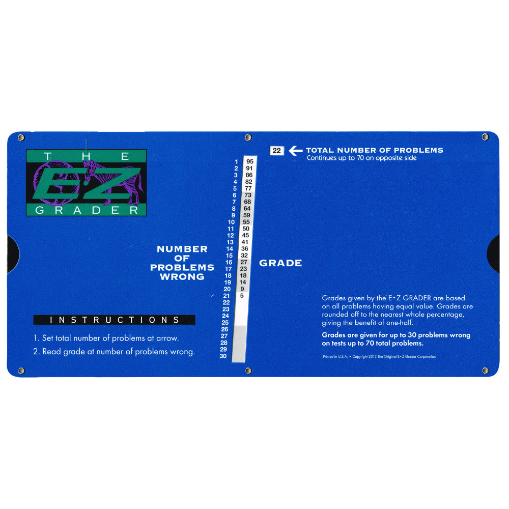 The Original E-Z Grader Large Print Slide Charts, Blue, Pack Of 3