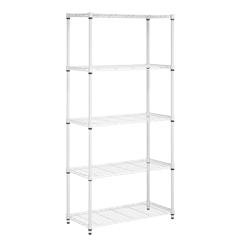 Honey-can-do SHF-01573 5-Tier Steel Urban Adjustable Storage Shelving Unit, White - 4 Compartment(s) - 5 Tier(s) - 72in Height x 14in Width x 36in Depth - Floor - Steel