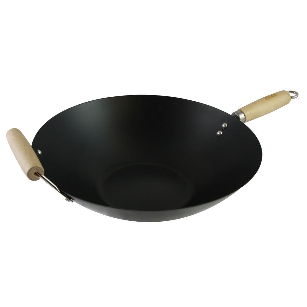 Oster Findley 13-3/4in Carbon Steel Wok, Black