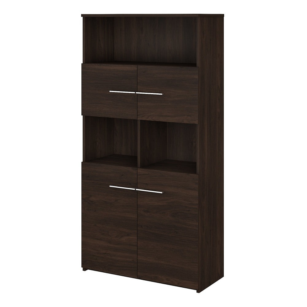 Bush Business Furniture Office 500 70inH 5-Shelf Bookcase With Doors, Black Walnut, Standard Delivery