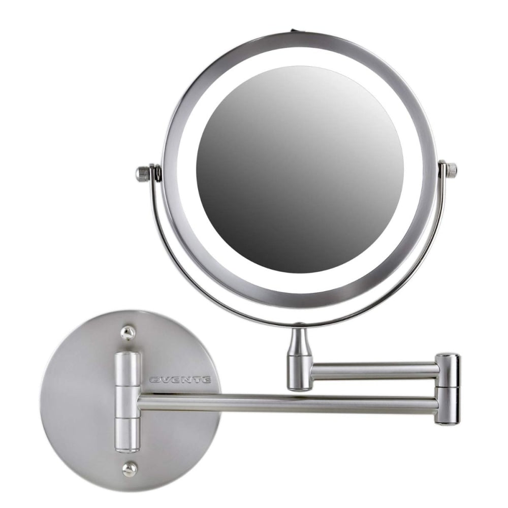 Ovente MFW70BR1X7X Wall-Mounted Double-Sided Vanity Makeup Mirror, 7X Magnification, Nickel