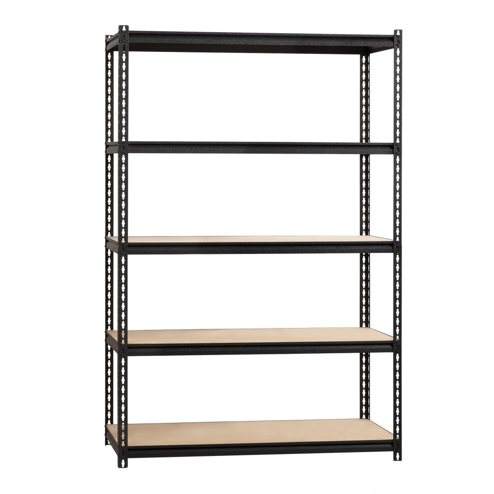 Lorell Iron Horse 2300 lb Capacity Riveted Shelving - 5 Shelf(ves) - 72in Height x 48in Width x 18in Depth - 30% Recycled - Black - Steel, Particleboard - 1 Each