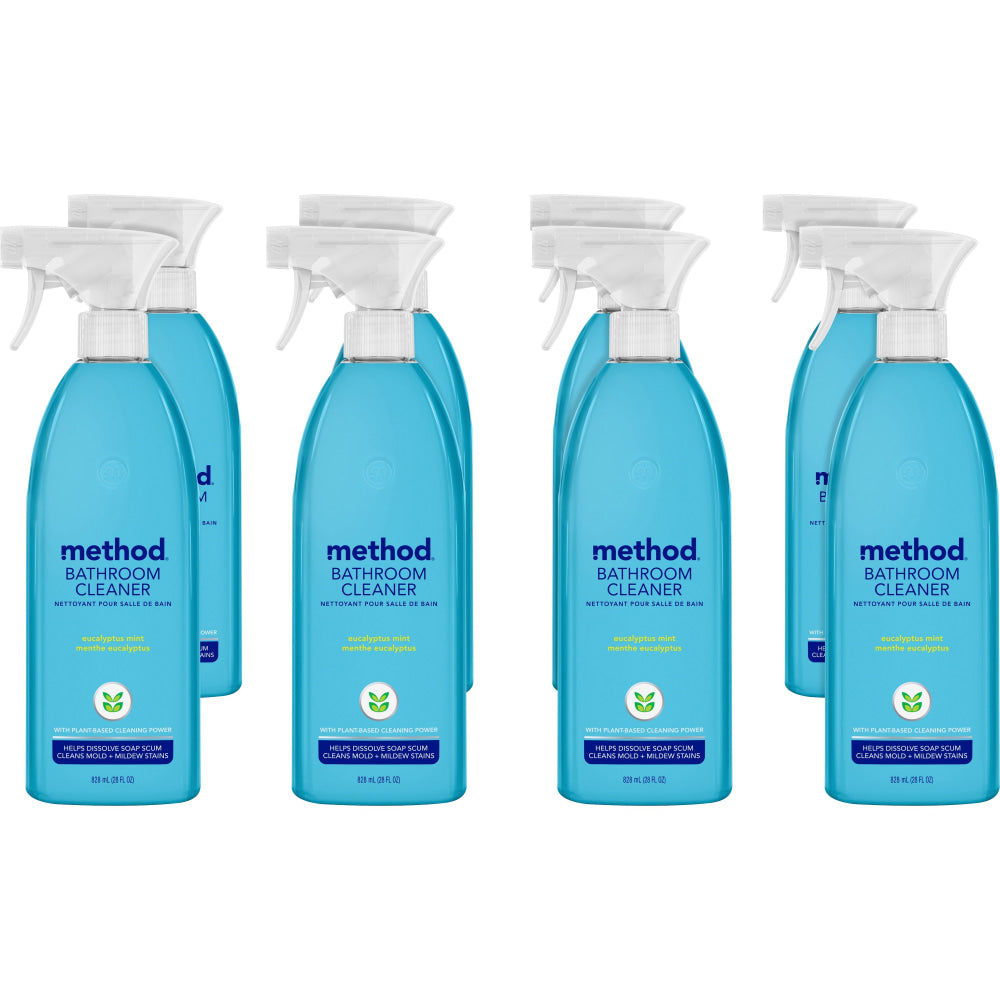 Method Daily Shower Spray Cleaner - 28 fl oz (0.9 quart) - Eucalyptus Mint Scent - 8 / Carton - Blue