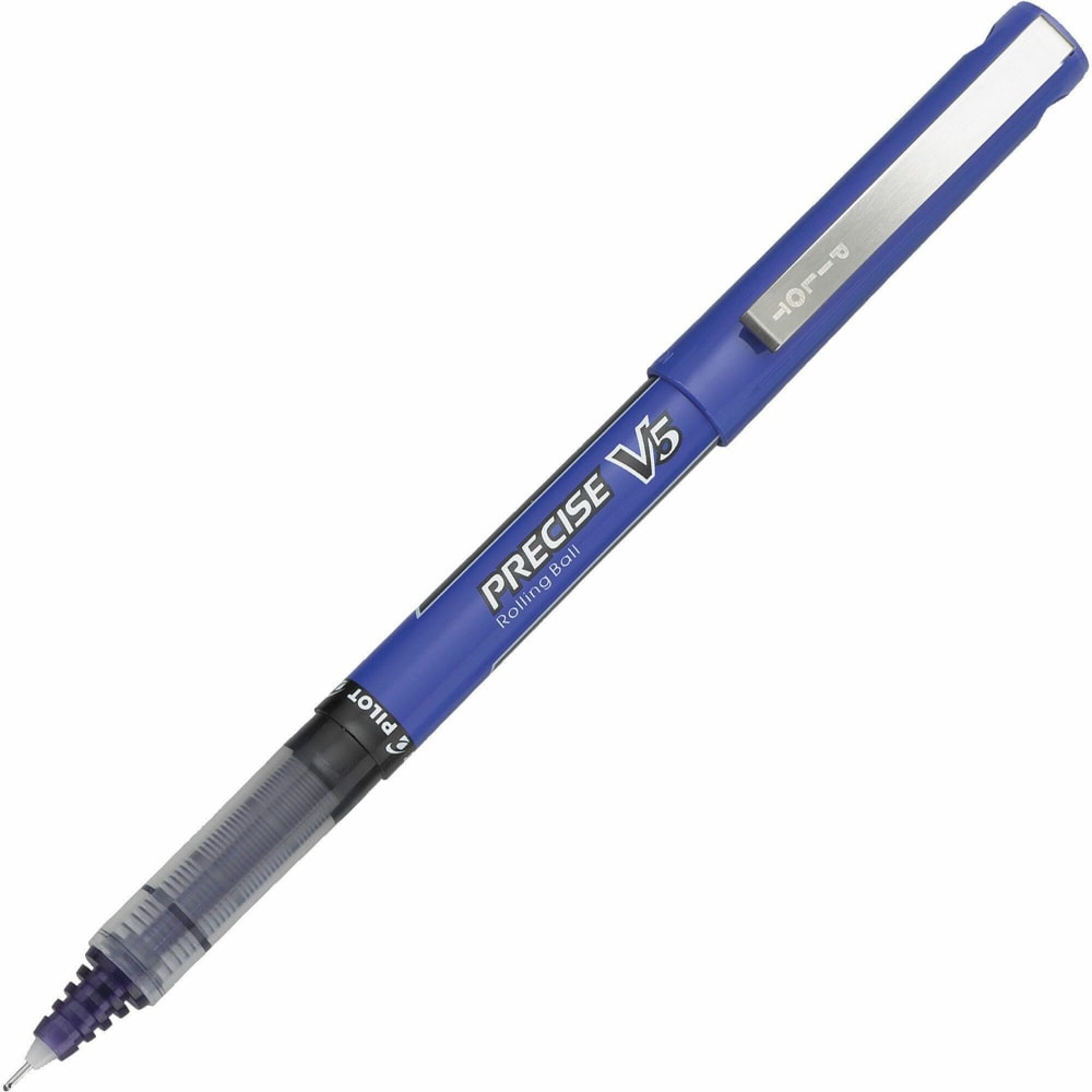 Pilot Precise V5 Liquid Ink Rollerball Pens, 0.5 mm, Extra Fine Point, Purple Barrel, Purple Ink, Pack Of 12 Pens