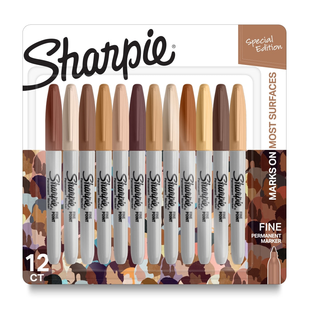 Sharpie Permanent Markers, Fine Point, Portrait Colors, Pack Of 12 Markers