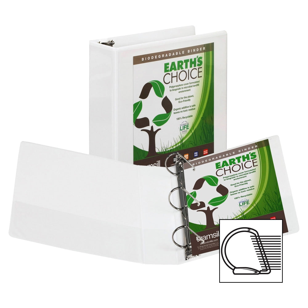 Samsill Earths Choice Vue 3-Ring Binder, 3in D-Rings, White