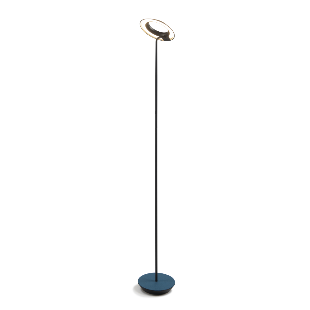 Koncept Royyo LED Floor Lamp, 45-1/2inH, Matte Black Body/Azure Felt Base Plate