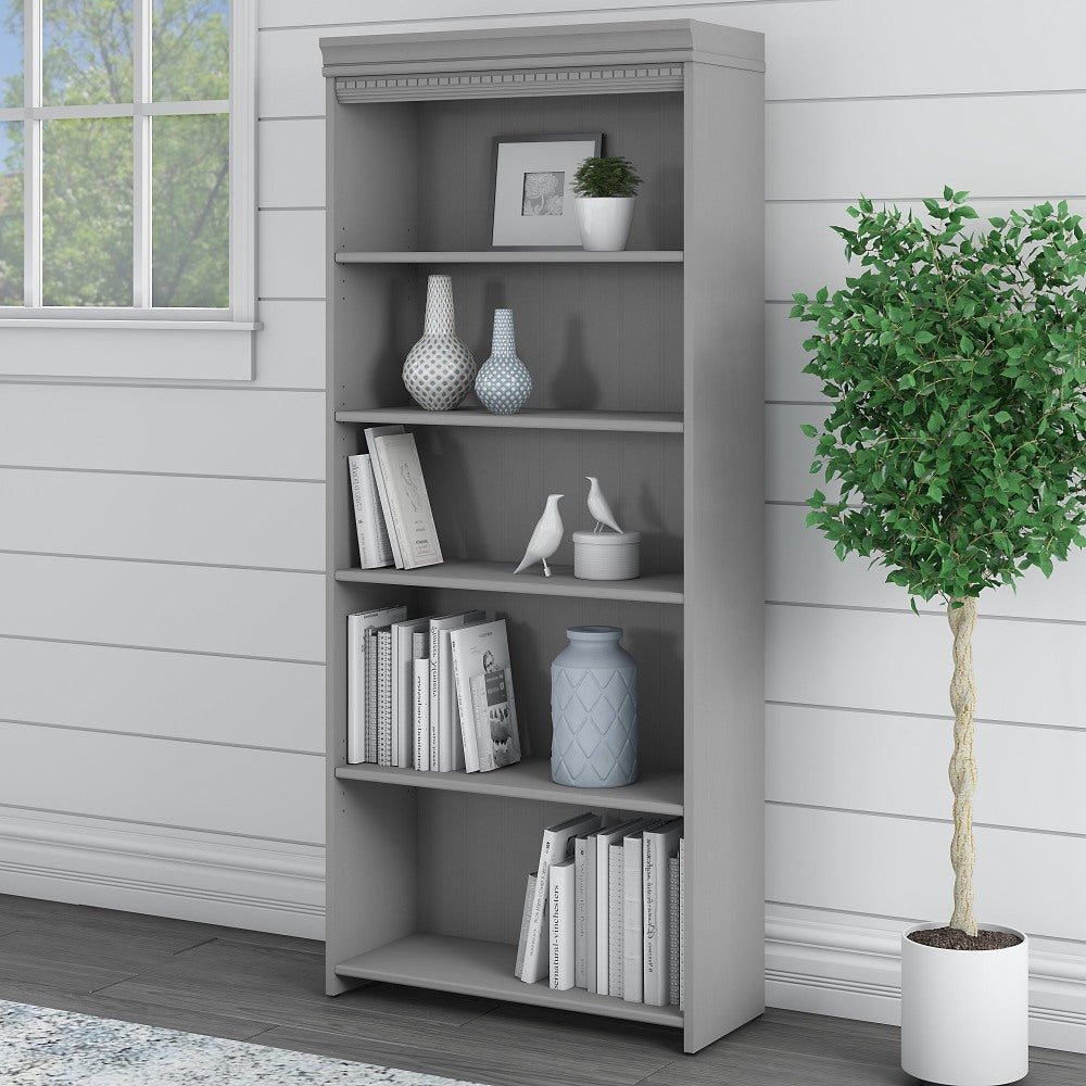 Bush Business Furniture Fairview 69inH 5-Shelf Bookcase, Cape Cod Gray, Standard Delivery