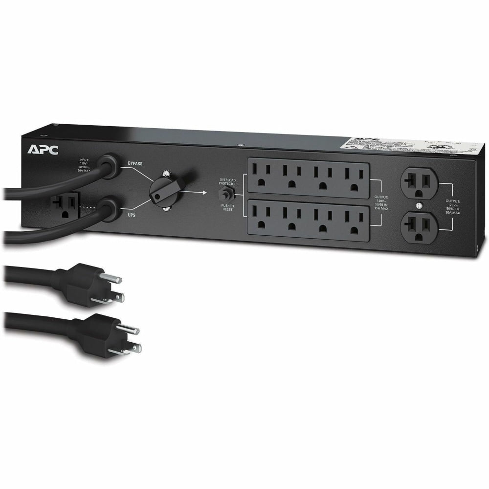 APC by Schneider Electric 8-Outlets 2.2kVA PDU - NEMA 5-20P - 2 x NEMA 5-20R, 6 x NEMA 5-15R - 2200 W - 8 ft Cord Length - Rack-mountable